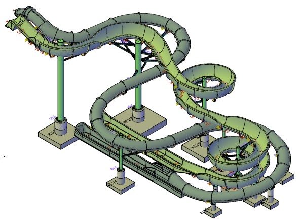 Commercial water slide steel detailing