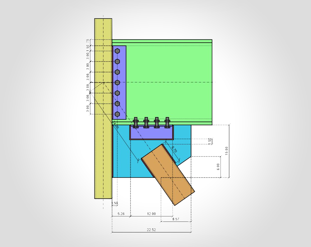 Steel connection design drawing with calculations