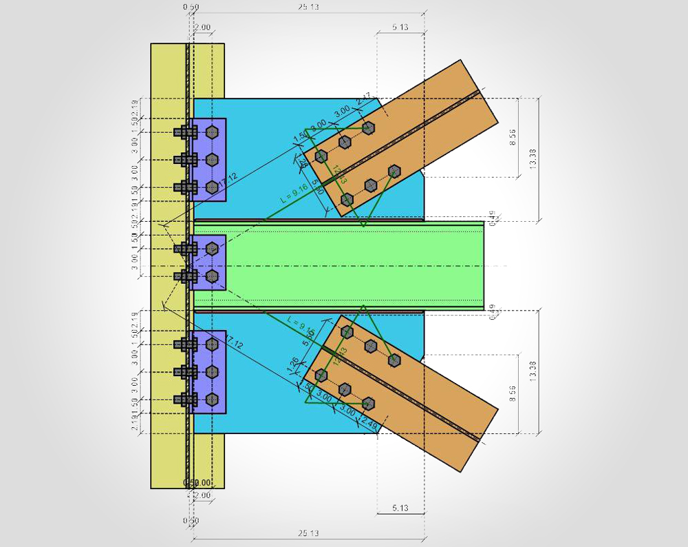 Steel connection design drawing with weld details