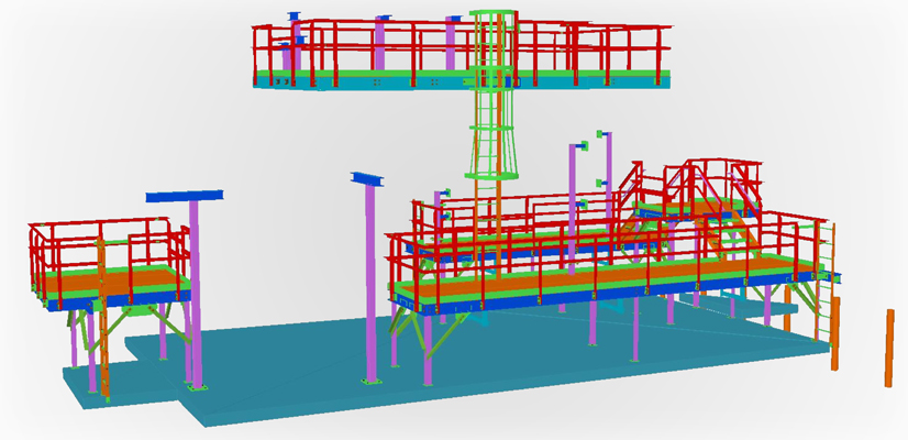 HDN compressor platform structural steel model detail view
