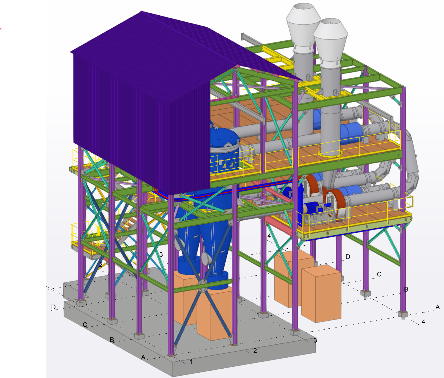 Industrial filter press support structure