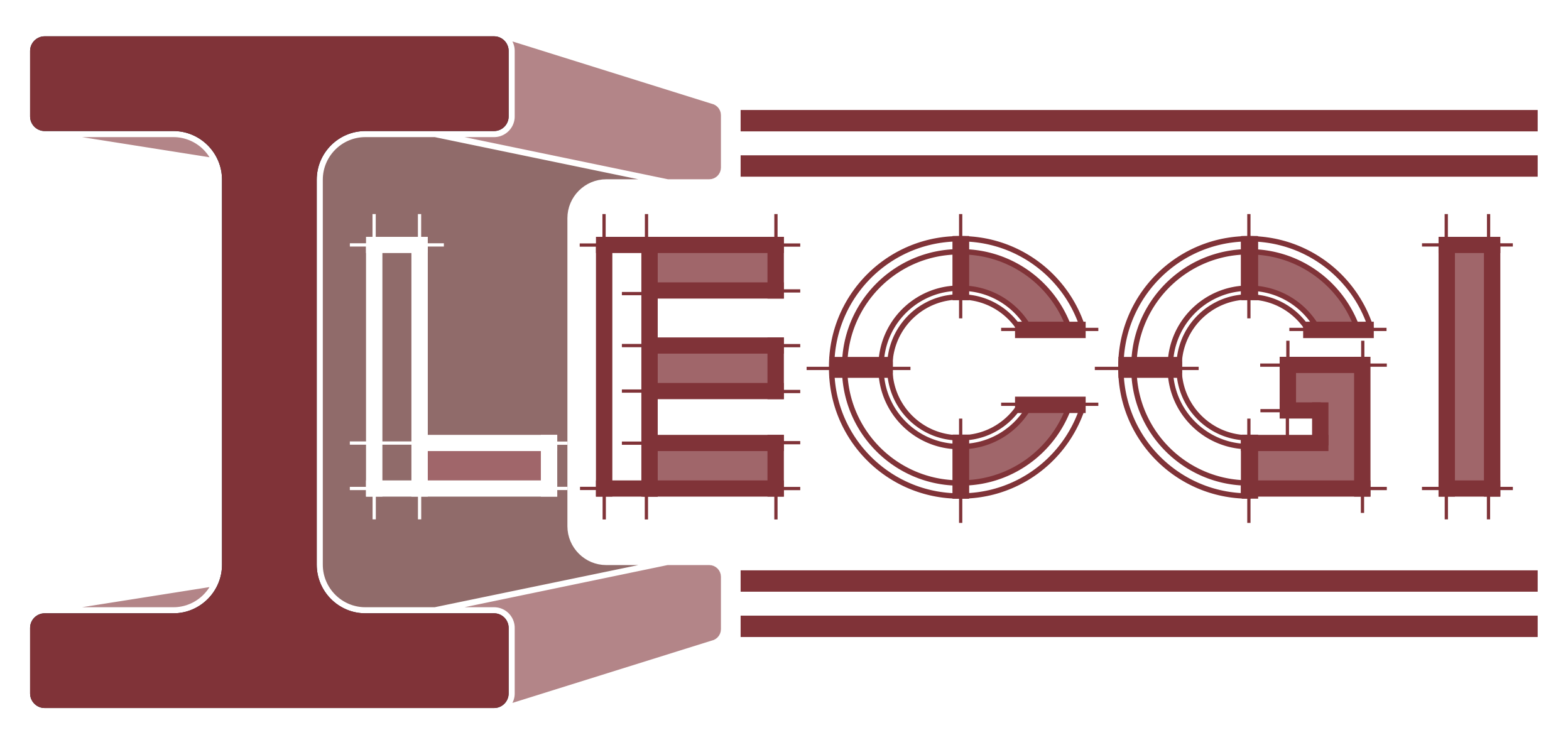 LECGI logo — steel I-beam with drafting-style lettering