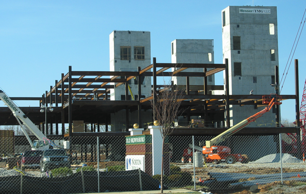 Norton Brownsboro Hospital steel frame under construction